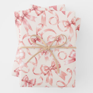 Pink Coquette Bow Wrapping Paper Girly Ribbbon