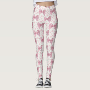 Pink coquette bows and dots leggings
