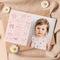 Pink Coquette Bows Fancy ONE Birthday Party Photo
