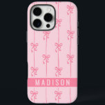 Pink Coquette Bows Modern Personalized Name Girly iPhone 16 Pro Max Case<br><div class="desc">Pink Coquette Bows Modern Personalized Name Girly iPhone 16 Pro Max Cases features your personalized name in a simple modern script typography with cute coquette bows. Perfect gift for her for birthday,  mom for Mother's Day,  sister or bestie for Christmas and holidays. Designed by ©2024 Evco Studio www.zazzle.com/store/evcostudio</div>