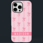 Pink Coquette Bows Modern Personalized Name Girly iPhone 16 Pro Max Case<br><div class="desc">Pink Coquette Bows Modern Personalized Name Girly iPhone 16 Pro Max Cases features your personalized name in a simple modern script typography with cute coquette bows. Perfect gift for her for birthday,  mom for Mother's Day,  sister or bestie for Christmas and holidays. Designed by ©2024 Evco Studio www.zazzle.com/store/evcostudio</div>