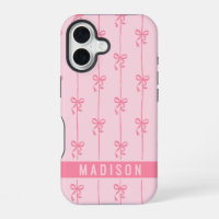 Pink Coquette Bows Modern Personalized Name Girly