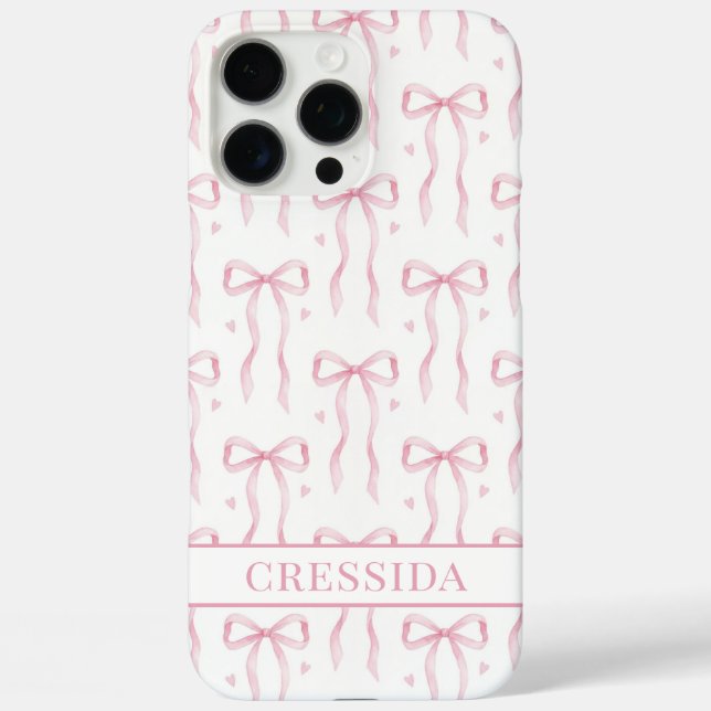 Pink Coquette Bows Monogrammed Case-Mate iPhone Case (Back)