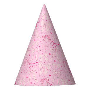 Pink Coquette Bows Pattern Birthday Party Hat
