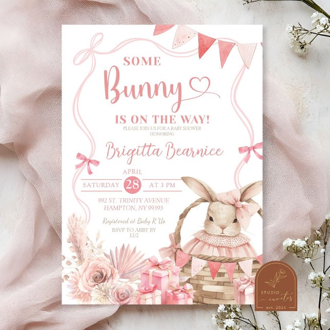 Pink Coquette Bunny Baby Shower Invitation (Creator Uploaded)