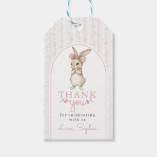 Pink Coquette Bunny Birthday Gift Tags
