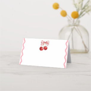 Pink Coquette Cherry Blank Food Label Place Card