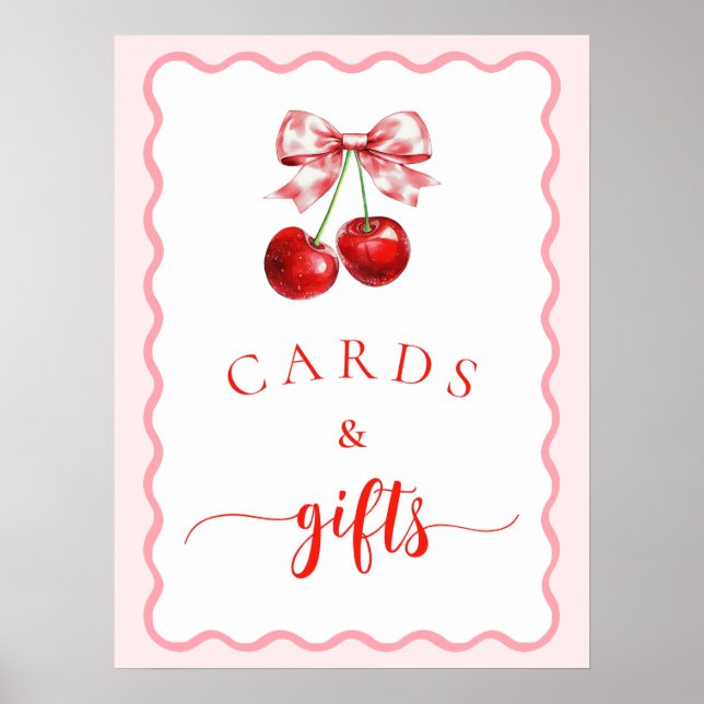Pink Coquette Cherry Cards & Gifts Poster (Front)