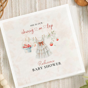 Pink Coquette Cherry on Top Baby Shower Napkin