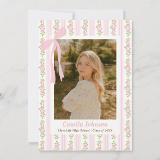 Pink Coquette Floral Graduation Invitation