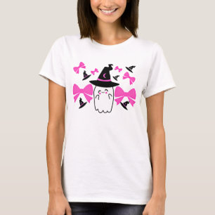 Pink Coquette Ghost with Bows Halloween T-Shirt