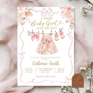 Pink Coquette Girl Baby Clothes Baby Shower Invitation