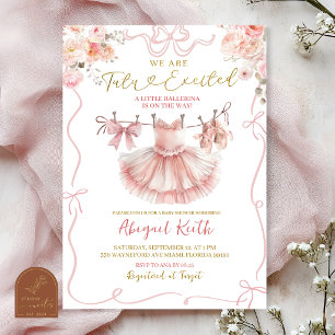 Pink Coquette Girl Ballet Tutu Excited Baby Shower Invitation