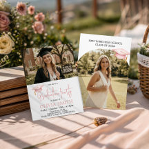 Pink Coquette Graduation Photo Invitation