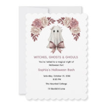 Pink Coquette Halloween Floral Invitation