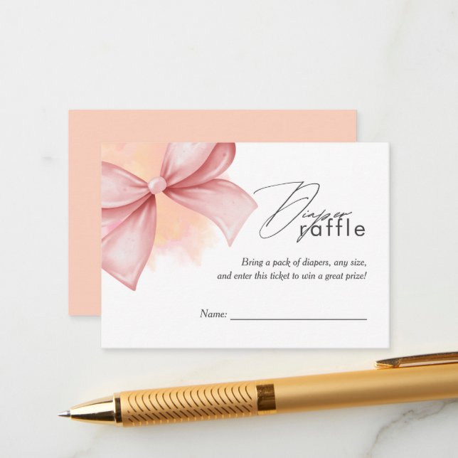 Pink Coquette Modern Elegant Baby Shower Enclosure Card (Front/Back In Situ)