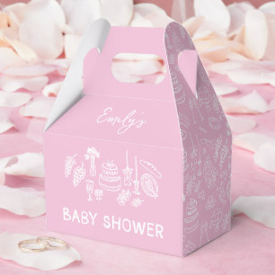 Pink coquette modern hand drawn baby shower favor box