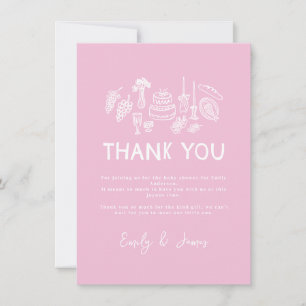 Pink coquette modern hand drawn Thank You