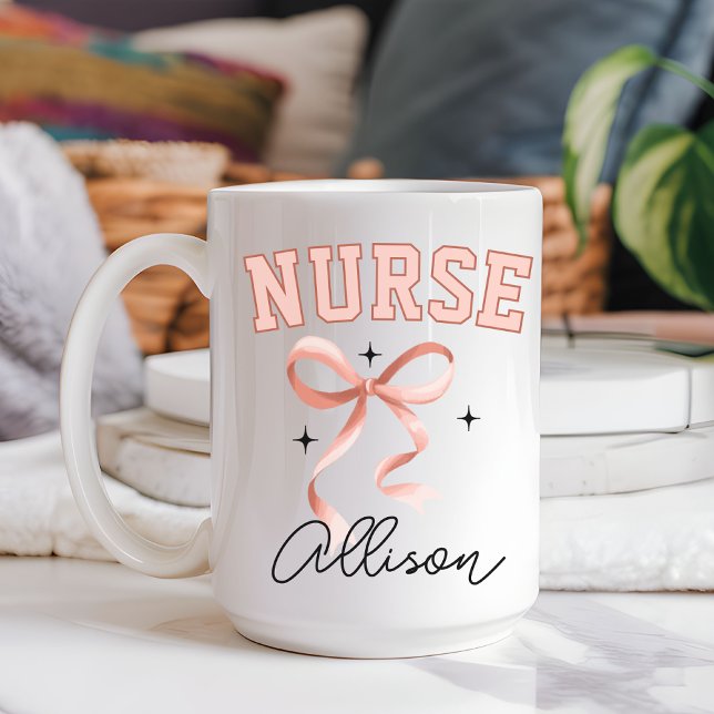 Pink Coquette Nurse Mug, Medical School Grad Gift Coffee Mug (rn gift, nurse graduation mug, personalized nurse mug, custom name nurse mug, medical grad mug,)