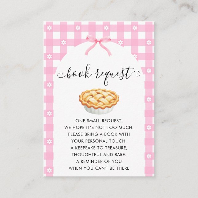 Pink Coquette Pie Book Request Enclosure Card (Front)