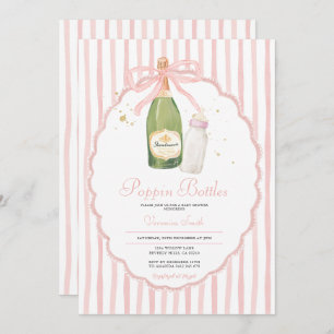 Pink Coquette Poppin Bottles Couples Baby Shower Invitation