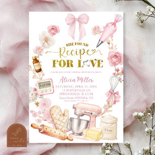 Pink Coquette Recipe for Love Baking Bridal Shower Invitation
