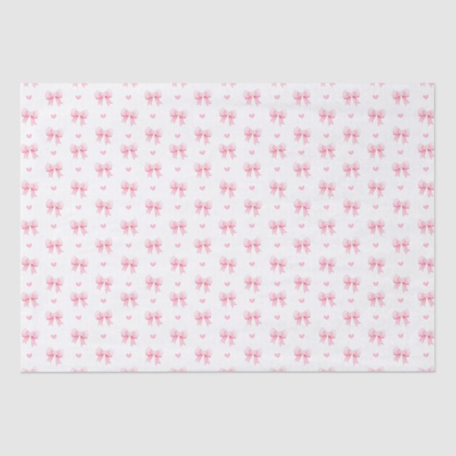 Pink Coquette Ribbon Pattern Tissue Paper (Front)