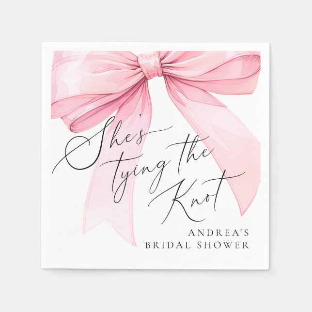 Pink Coquette She's Tying the Knot Bridal Shower Napkin (Front)