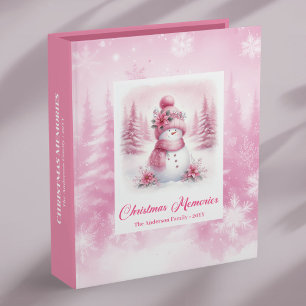 Pink Coquette Snowman Christmas Memory Scrapbook  Binder