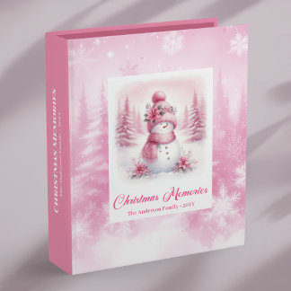 Pink Coquette Snowman Christmas Memory Scrapbook Binder