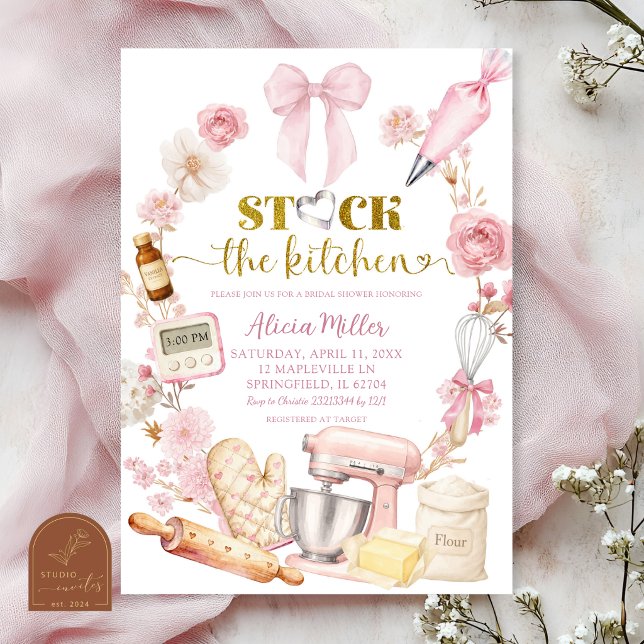 Pink Coquette Stock the Kitchen Bridal Shower Invitation (Creator Uploaded)