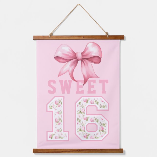 Pink Coquette Sweet 16 University Hanging Tapestry (Front)