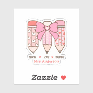 Pink Coquette Valentine Teacher Pencil Custom