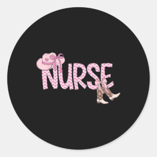Pink Coquette Western Cowgirl Nurse Nursing Classic Round Sticker