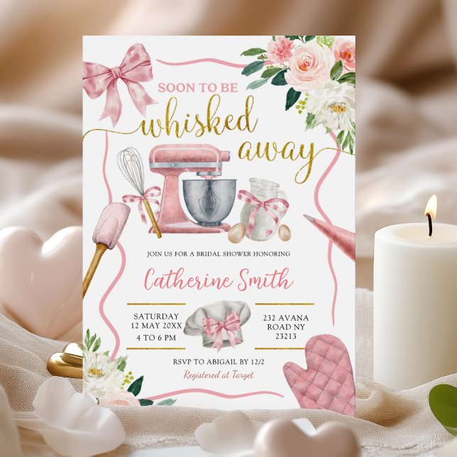 Pink Coquette Whisked Away Bridal Shower Invitation (Creator Uploaded)
