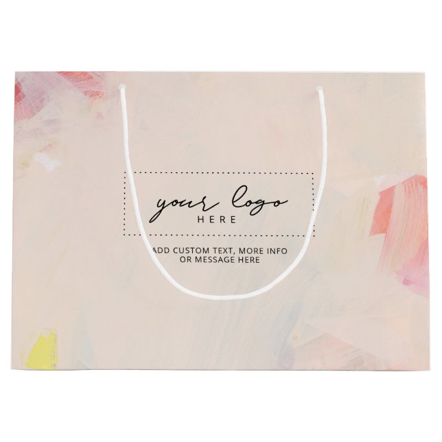 Pink & Coral Abstract Art Business Company Logo Large Gift Bag (Front)