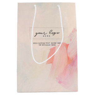 Pink & Coral Abstract Art Business Logo Branding Medium Gift Bag