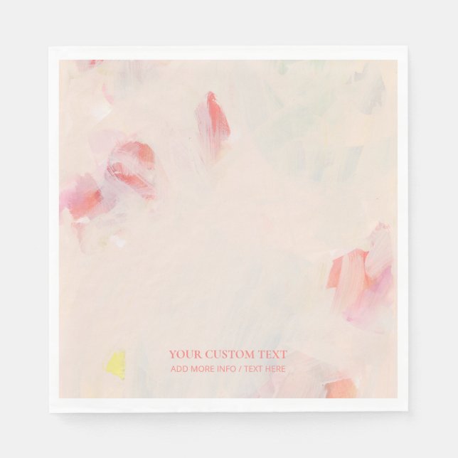 Pink & Coral Abstract Art Painting Custom Text   Napkin (Front)