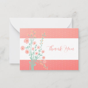 Pink Coral And Turquoise Floral Card