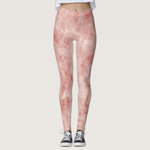 Pink Coral and White Marble Leggings