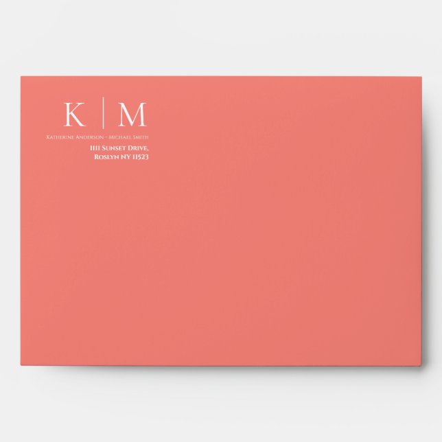 Pink Coral and White-Wedding- Envelope (Front)