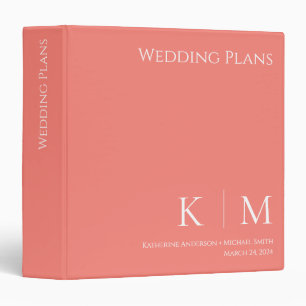 Pink Coral and White-Wedding Plans- Binder