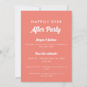Pink Coral Happily Ever After Party Wedding Invitation