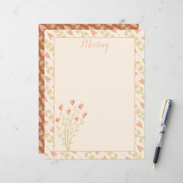 Pink Coral Heart Patterned Letterhead (Front/Back In Situ)