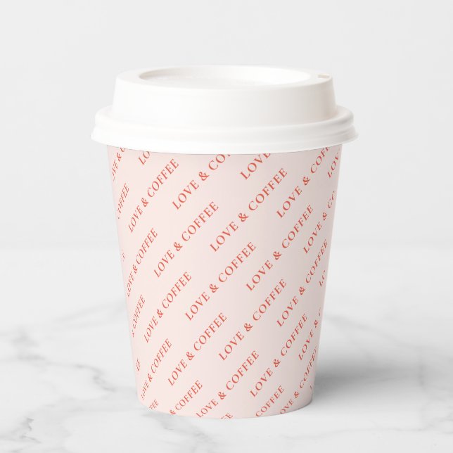 Pink & Coral Minimal Custom Text Pattern Paper Cups (Front)
