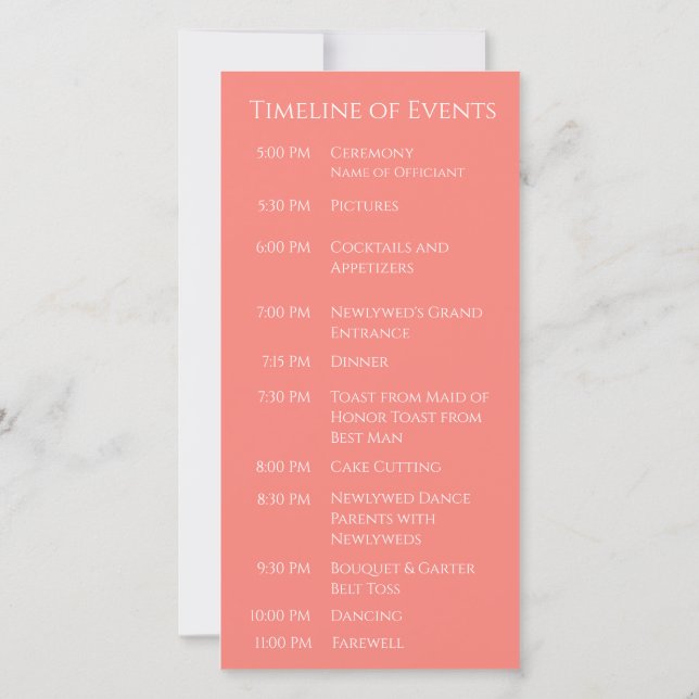Pink Coral-Modern- Monogram-Wedding Program- (Back)