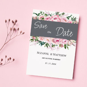 Pink coral peony floral summer Save the Date  Invitation