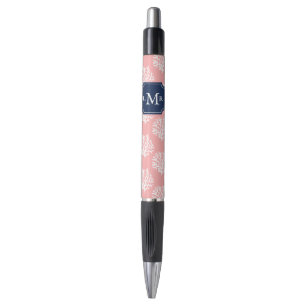 Pink Coral Reef Pattern Monogram Pen