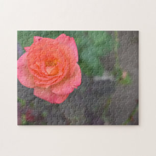 Pink Coral Rose Flower Garden Floral Nature Photo Jigsaw Puzzle