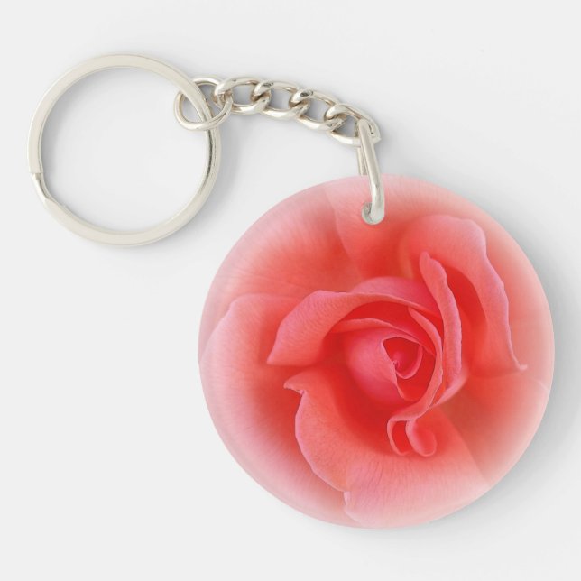 pink coral rose keychain (Front)